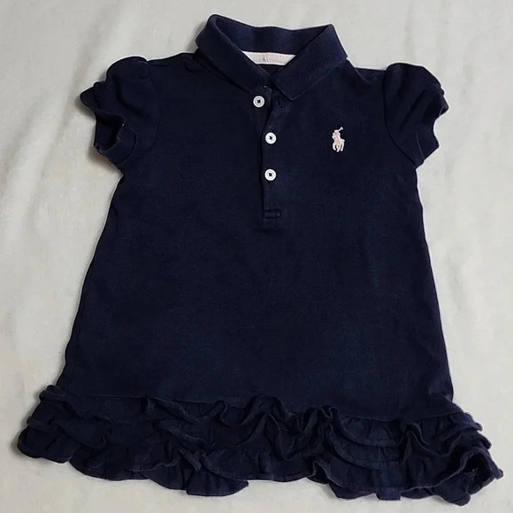 Baby Girl Ralph Lauren Ruffled Dress, Blue, Size 12M, PreOwned - Picture 1 of 8